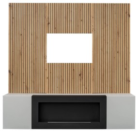 Nappali fal Xavus L2-K (gyöngyszürke + artisan tölgy)  (bio kandallóval). Akció -17%. 1118834