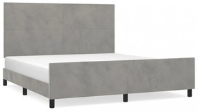 világosszürke bársony ágykeret matrac nélkül 160 x 200 cm