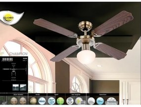 GLOBO 0309 - CHAMPION mennyezeti ventilátor 1xE27/60W/230V