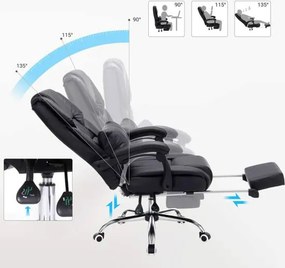 Irodai fotel összecsukható lábtartóval, állítható háttámlával