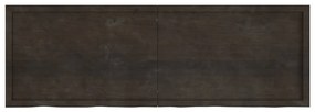 sötétbarna kezelt tömör tölgyfa fali polc 180 x 60 x (2-4) cm