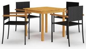 vidaXL 5 részes fekete kerti étkezőgarnitúra