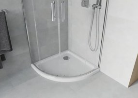 Mexen Rio 90 x 90 cm-es félköríves zuhanykabin, átlátszó, króm + Flat fehér zuhanytálca - 863-090-090-01-00-4110