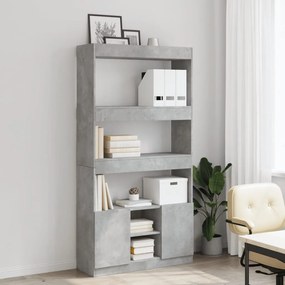 betonszürke szerelt fa magasszekrény 92 x 33 x 180 cm
