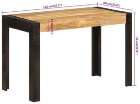 tömör mangófa étkezőasztal 120x60x76 cm