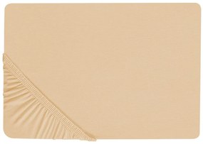 Homokbézs pamut gumis lepedő 160 x 200 cm JANBU Beliani