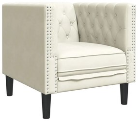 krémszínű bársony Chesterfield kanapéfotel