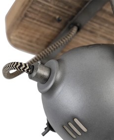 Ipari reflektor lámpa acélból és fával, dönthető - Emado