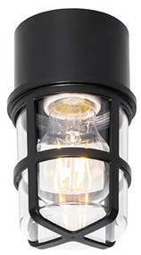 Mennyezeti és fali lámpa fekete átlátszó búrával IP54 - Kiki