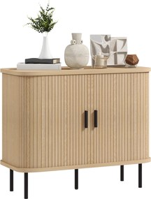 HOMCOM Vintage Tálaló 2 Csúszó Dobozos Ajtóval és Rekeszekkel, 90x40x75 cm, Tölgy | Aosom
