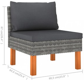 12 részes szürke polyrattan kerti ülőgarnitúra párnákkal