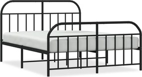 vidaXL fekete fém ágykeret fej- és lábtámlával 140 x 190 cm