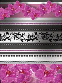 Orchidea csíkos tapéta rózsaszín-szürke Modern növényi design 206x275+ragasztó