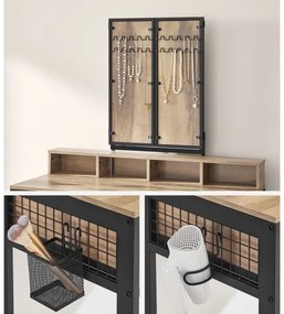 Sminkasztal puffal 28,6x42 cm FLORA barna/fekete