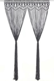 vidaXL antracitszürke makramé pamutfüggöny 140 x 240 cm
