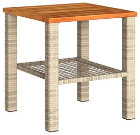 vidaXL bézs polyrattan és akácfa kerti asztal 40 x 40 x 42 cm