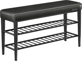 VASAGLE EKHO modern műbőr cipős pad, 100 cm, tintafekete