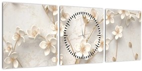 Kép - Arany virág - absztrakt (órával) (90x30 cm)