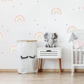 INSPIO Pasztell színű szivárványok pöttyökkel - Matrica lányoknak