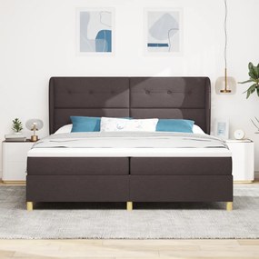 Boxspring Ágy Matraccal - Sötétbarna, 200x200 cm, Szövet