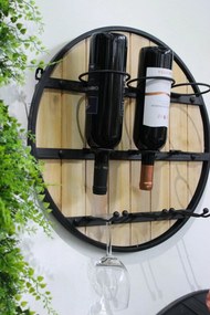 Falra akasztható polc  bor-és pohártartóval