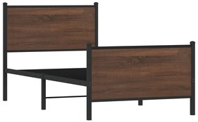 barna tölgy színű fém ágykeret matrac nélkül 100 x 200 cm