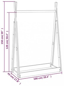 tömör fenyőfa ruhatartó állvány 100 x 45x 150 cm