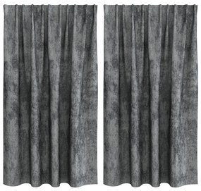 Velúr Függönyök 2 db Pálcával Szürke 140x140 cm