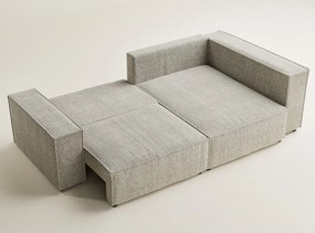 Bézs zsenília kinyitható-tárolóhelyes sarokkanapé (jobb oldali-L alakú) Tonga – Maison de Rêve