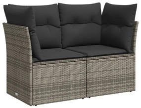 2 személyes szürke polyrattan kerti kanapé párnával