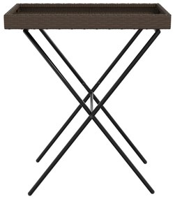barna összecsukható polyrattan tálcaasztal 65 x 40 x 75 cm