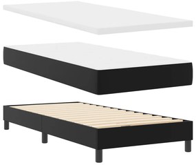 Boxspring ágy matraccal – fekete, 90x200 cm, műbőr