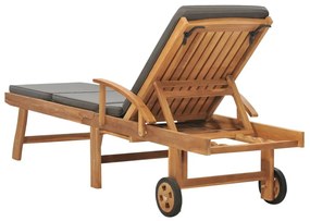 Tömör tíkfa napozóágy sötétszürke párnával