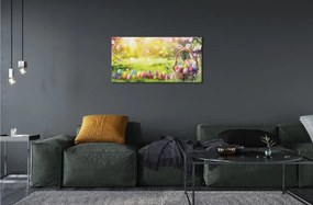 Üvegképek Kosár tojás virág rét 120x60cm