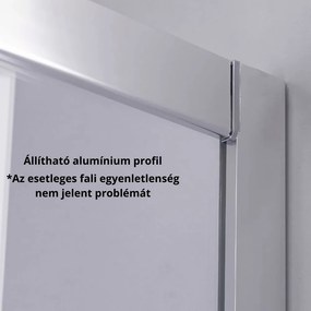 Stuxi Nizza 120x70 cm aszimmetrikus két tolóajtós zuhanykabin 6 mm vízlepergető biztonsági üveggel, króm elemekkel, 190 cm magas