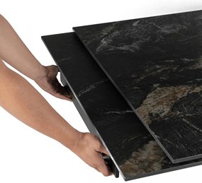 Fekete Márványhatású Bővíthető Kermámia Asztal. IBIZA 160-240 cm