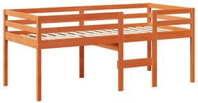 viaszbarna tömör fenyőfa magasított ágy tetővel 75 x 190 cm