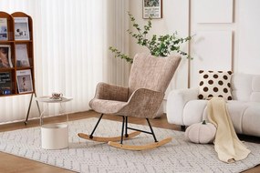 Hintaszék, relaxációs szék kordbársony kárpitozással, bézs-khaki színű