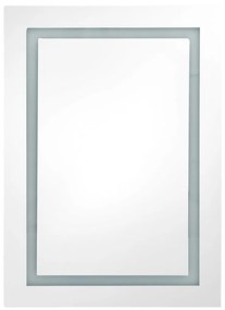 fehér-tölgyszínű LED-es tükrös fürdőszobaszekrény 50x13x70 cm