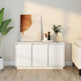 fehér tömör fenyőfa tálalószekrény 111x34x60 cm