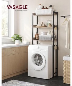 3 Szintes WC/mosógép fölé helyezhető polc szürkés-bézs és fekete színben