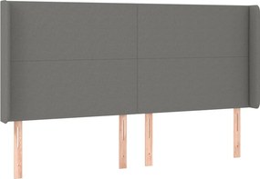 vidaXL sötétszürke szövet fejtámla szárnyakkal 203x16x118/128 cm