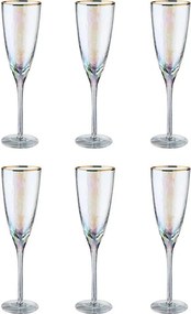SMERALDA pezsgős pohár arany szegéllyel 250 ml, 6 db-os készlet