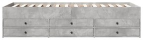 betonszürke kanapéágy fiókkal matrac nélkül 90x190 cm