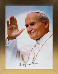 Vászonkép 45x35 Szent II. János Pál Pápa Arany Keret