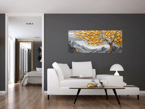 Kép – Fa arany levelekkel (120x50 cm)
