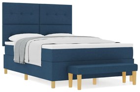 Boxspring Ágy Matraccal és Padot Kék 140x200 cm Szövet