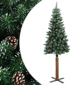 vidaXL zöld vékony karácsonyfa valódi fával és fehér hóval 210 cm