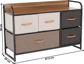 Komód szövet fiókokkal, bézs/barna, HAZEL TYP 4