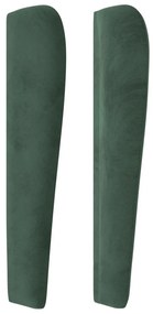 sötétzöld bársony fejtámla szárnyakkal 147 x 23 x 118/128 cm